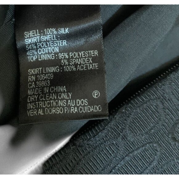 Tahari Arthur S. Levine Cocktail Dress Sheer Top Jacquard Skirt Black Size 2 - Picture 6 of 8